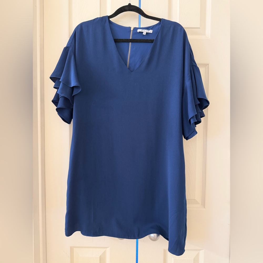Blue Ruffle Sleeve Dress